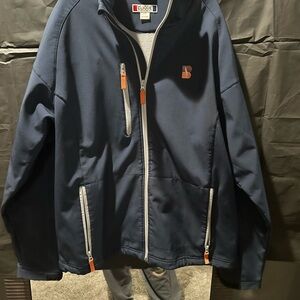 Blue Performance Jacket with Full-Length Zipper and Standing Collar